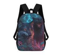 sinyumoney Jungle Roar Wolf Vs. Panther 3D Printed 17inch School Bag Children's School Backpack Travel Backpacks Casual Fashion Bag for Kids School Students