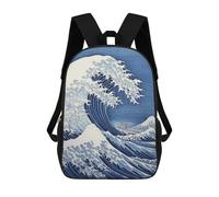 sinyumoney Kanagawa Big Wave Japanese School Backpack Lightweight Airport College Students Back Pack for Teenage Girls Boys Women Men 17inch