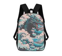 sinyumoney Kanagawa Dragon Asian Backpack School Bag Lightweight Airport College Students Back Pack for Men, Women & Teenage Boys 17inch