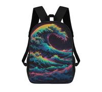 sinyumoney Kanagawa Great Wave Ocean Kids Children School Backpack 17 Inch Bookbags Casual Travel Rucksack Boys Girls Large Capacity Daypack 17inch