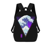 sinyumoney Kanagawa Vibes 3D Printed Children's School Backpack for Kids High Capacity Travel Rucksacks Book Bags Kids School Bag Back Pack 17inch