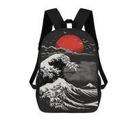 sinyumoney Kanagawas Silent Fury Backpack School Bag School Secondary High School College Backpack Travel for Boys/Girls/Teenagers 17inch