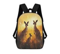 sinyumoney Kangaroo Family Sunset Rucksack Fashion Stationery Backpack Waterproof Casual Daypacks for Boys/Girls/Teenagers 17inch