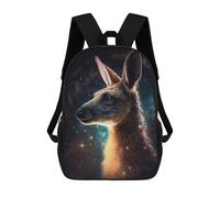 sinyumoney Kangaroo in Space 3D Printed 17 Inch School Backpack Casual Children's Backpacks 3D Printed for Boys Elementary And Middle