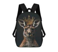 sinyumoney Kangaroo Little King Kids Backpack Girls 3D School Bags, Children's Rucksack Toddler Schoolbag,Casual Daypacks Fashion Bookbag Bag 17inch