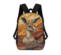 sinyumoney Kangaroo Mosaic Art Backpacks Kids School Backpack School Bag 3D Printed School Bag for Boys Elementary And Middle School Students 17inch