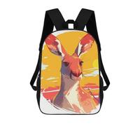 sinyumoney Kangaroo Portrait in Warm Tones Backpack School Bag High Secondary School Bags Casual Backpack - Perfect for Travel, Work And Daily Use 17inch