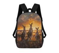 sinyumoney Kangaroos Sunset Painting Backpack 3D Printed Children's School Backpack for Kids High Capacity Travel Rucksacks Book Bags Kids School Bag Back Pack 17inch