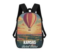 sinyumoney Kansas Hot Air Balloon Sunset Children's Backpacks School Backpack 3D Printed Backpack for Kids Travel Rucksacks Book Bags Kids School Bag 17inch