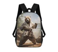 sinyumoney Karate Bear Kids Backpack, Kids School Bag 3D Printed School Backpacks for Boys And Teenager School Students 17inch