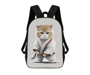 sinyumoney Karate Cat Master School Backpack for Girls Backpack Water Repellent Casual Daypack Lightweight Rucksack Boy Girl School Backpack 17inch