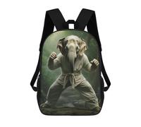 sinyumoney Karate Elephant Children's Backpacks School 3D Printed Bag Bookbag for Kids Travel Rucksacks Boy Girl Book Bags Kids School Bag 17inch