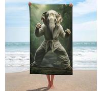 sinyumoney Karate Elephant Towel 1pc Oversized Highly Absorbent Quick Dry Beach Towel Ideal for Beach 130cm*80cm