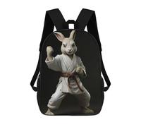 sinyumoney Karate Rabbit 3D Printed 17inch School Bag Children's School Backpack Travel Backpacks Casual Fashion Bag for Kids School Students