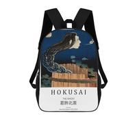 sinyumoney Katsushika Hokusai Ghost Print Rucksacks 3D Printed Children Backpacks Fashion Casual Daypack Cute Travel Bags Outdoor Casual Daypack for Boy And Girl 17inch