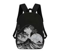 sinyumoney Katsushika Hokusai Wave Backpack School Rucksack Casual Daypacks School Work Travel Bag for Girl, Teen Girls 17inch