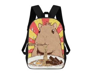 sinyumoney Kawaii Capybara Ramen Backpacks 3D Printed Kids School Backpack Outdoor Casual Daypack Fashion Casual Children Backpacks Cute Travel Bags 17inch