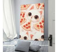 sinyumoney Kawaii Cat Meets Cheesy Pizza Bliss Art Work for Home Walls Wall Decor Ready to Hang for Bathroom Toilet Decor Large Canvas Wall Art for Living Room 24x36inch(60x90cm)