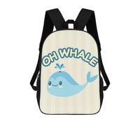 sinyumoney Kawaii Cute Whale Pun 3D Printed School Backpack Casual Children's Backpacks 3D Printed School Bag for Boys Elementary And Middle 17inch