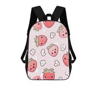 sinyumoney Kawaii Strawberry Pattern Wallpaper Kids School Backpack 3D Printed Fashion School Bag Casual School Bag for Boys Elementary And Middle School Students 17inch