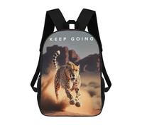 sinyumoney Keep Going Cheetah Speed 3D Printed Kids Backpacks Boys Fashion School Bag Travel Backpacks School Bags for Boys Elementary School Students 17inch