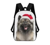 sinyumoney Keeshond Dog with Santa Hat Rucksacks 3D Printed Children Backpacks Fashion Casual Daypack Cute Travel Bags Outdoor Casual Daypack for Boy And Girl 17inch
