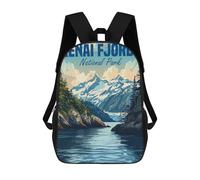 sinyumoney Kenai Fjords National Park Backpack Kids School Backpack School Bag 3D Printed Fashion School Bag for Boys Elementary And Middle School Student 17inch