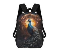 sinyumoney Kids 17inch Backpacks A Peacock in Moonlight Backpack 3D Printed School Bag Fashion Bag Travel Backpacks School Bags for in School Or Travel