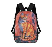 sinyumoney Kids 17inch Backpacks Abstract Cat Painting Backpack 3D Printed School Bag Fashion Bag Travel Backpacks School Bags for in School Or Travel
