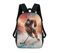 sinyumoney Kids 17inch Backpacks Action-Packed Hockey Art Print Backpack 3D Printed School Bag Fashion Bag Travel Backpacks School Bags for in School Or Travel