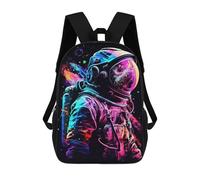 sinyumoney Kids 17inch Backpacks Astronaut Neon Light Color Backpack 3D Printed School Bag Fashion Bag Travel Backpacks School Bags for in School Or Travel