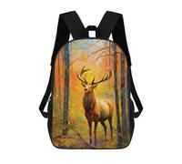 sinyumoney Kids 17inch Backpacks Autumn Forest Elk Painting Backpack 3D Printed School Bag Fashion Bag Travel Backpacks School Bags for in School Or Travel