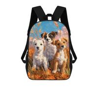 sinyumoney Kids 17inch Backpacks Autumn Puppies in Field-2 Backpack 3D Printed School Bag Fashion Bag Travel Backpacks School Bags for in School Or Travel