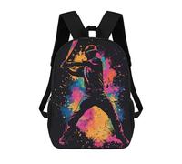 sinyumoney Kids 17inch Backpacks Baseball Player Silhouette Backpack 3D Printed School Bag Fashion Bag Travel Backpacks School Bags for in School Or Travel