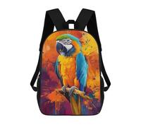 sinyumoney Kids 17inch Backpacks Beautiful Parrot Painting Backpack 3D Printed School Bag Fashion Bag Travel Backpacks School Bags for in School Or Travel