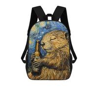 sinyumoney Kids 17inch Backpacks Beaver Beer in Starry Night Backpack 3D Printed School Bag Fashion Bag Travel Backpacks School Bags for in School Or Travel