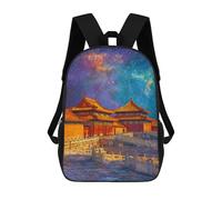 sinyumoney Kids 17inch Backpacks Beijing Forbidden City Night Sky Backpack 3D Printed School Bag Fashion Bag Travel Backpacks School Bags for in School Or Travel