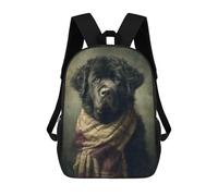 sinyumoney Kids 17inch Backpacks Black Dog with Plaid Scarf Backpack 3D Printed School Bag Fashion Bag Travel Backpacks School Bags for in School Or Travel