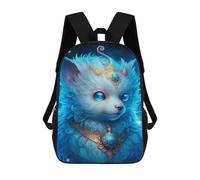 sinyumoney Kids 17inch Backpacks Blue Fantasy Fox Necklace Backpack 3D Printed School Bag Fashion Bag Travel Backpacks School Bags for in School Or Travel