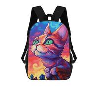 sinyumoney Kids 17inch Backpacks Cat Colorful Paint Backpack 3D Printed School Bag Fashion Bag Travel Backpacks School Bags for in School Or Travel