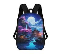 sinyumoney Kids 17inch Backpacks Cherry Blossom Moonlit Pagoda Scene -1 Backpack 3D Printed School Bag Fashion Bag Travel Backpacks School Bags for in School Or Travel