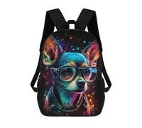 sinyumoney Kids 17inch Backpacks Colorful Chihuahua Glasses Art Print -1 Backpack 3D Printed School Bag Fashion Bag Travel Backpacks School Bags for in School Or Travel