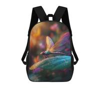 sinyumoney Kids 17inch Backpacks Colorful Dragonfly on Leaf Backpack 3D Printed School Bag Fashion Bag Travel Backpacks School Bags for in School Or Travel