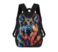 sinyumoney Kids 17inch Backpacks Colorful German Shepherd Art Print-6 Backpack 3D Printed School Bag Fashion Bag Travel Backpacks School Bags for in School Or Travel