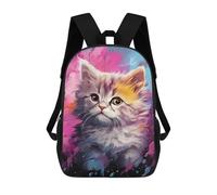 sinyumoney Kids 17inch Backpacks Colorful Kitten Painting-7 Backpack 3D Printed School Bag Fashion Bag Travel Backpacks School Bags for in School Or Travel