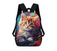 sinyumoney Kids 17inch Backpacks Colorful Kitten Painting-8 Backpack 3D Printed School Bag Fashion Bag Travel Backpacks School Bags for in School Or Travel
