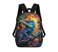 sinyumoney Kids 17inch Backpacks Colorful Lizard in Forest Backpack 3D Printed School Bag Fashion Bag Travel Backpacks School Bags for in School Or Travel
