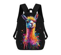 sinyumoney Kids 17inch Backpacks Colorful Llama Portrait Backpack 3D Printed School Bag Fashion Bag Travel Backpacks School Bags for in School Or Travel