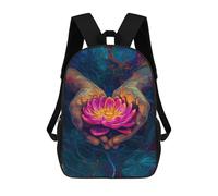 sinyumoney Kids 17inch Backpacks Colorful Lotus Flower Artwork Backpack 3D Printed School Bag Fashion Bag Travel Backpacks School Bags for in School Or Travel