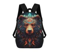 sinyumoney Kids 17inch Backpacks Colorful Mystical Bear Artwork Backpack 3D Printed School Bag Fashion Bag Travel Backpacks School Bags for in School Or Travel